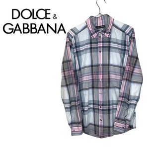 ★ Dolced Gabbana Dolce &amp; Gabbana ★ Мужская проверка рубашка с длинным рукавом Kasual Размер 39 Tube: C: 01
