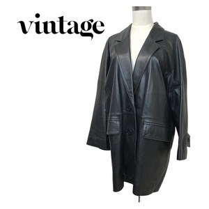 80s 90s vintage★JHA-JHA by FOOK★レディース 本革 なめらか レザー コート ジャケット 黒 ブラック size 9 管:C:01