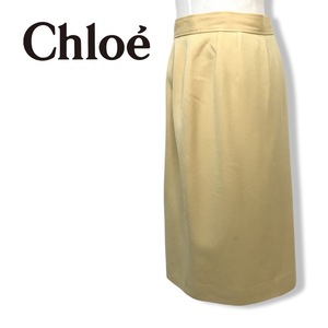 ★Chloe クロエ★台形 ウール スカート イエロー ボトムス 膝丈 size 42 管:C:01