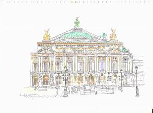 Art hand Auction Weltkulturerbe-Stadtbild, Frankreich, Paris, Opéra Garnier, F4 Zeichenpapier, Original Aquarell, Malerei, Aquarell, Natur, Landschaftsmalerei