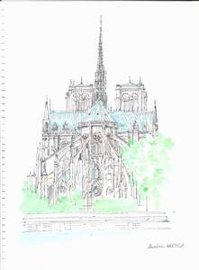 Art hand Auction World Heritage Cityscape/France/Paris/Notre Dame Cathedral/F4 drawing paper/Original watercolor painting, painting, watercolor, Nature, Landscape painting