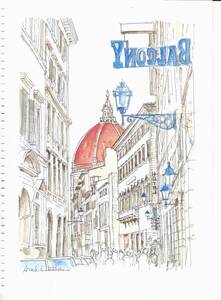 Art hand Auction World Heritage Cityscape, Florence, Italy, Doumo 3, Original Drawing, F4 Drawing Paper, Painting, watercolor, Nature, Landscape painting