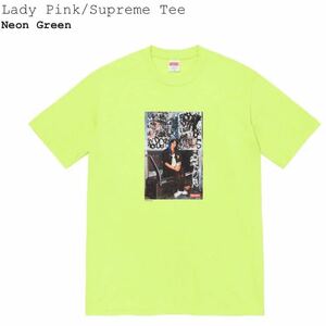 Supreme Lady Pink Tee M Neon Green Tシャツ　シュプリーム　medium フォトT photo