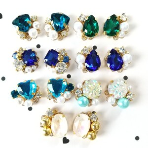 【17mm】ハンドメイド ビジューピアス カボション4