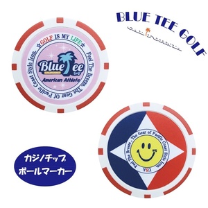 ★8:送料無料 RDオークション【BLUE TEE ツリー（ピンク）/スマイル:レッド】ブルーティーゴルフ【 レッド：カジノチップ ボールマーカー】