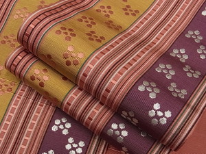 着物屋こころ■本場筑前博多織 半幅 梅間道 正絹 逸品 ru152