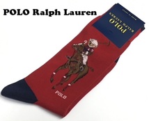 【POLO RALPH LAUREN】（NO.3826）ポロ ラルフローレン ソックス men's　メンズ　ベア　クマ　靴下　赤　未使用_画像1