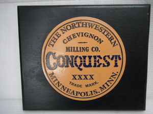 CONQUEST コンクエスト 木製 壁掛け 看板 インテリア 約24.5cm×約30cm アンティーク 昭和レトロ Z-b