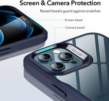 【ブルーフレーム】 6.1インチ iPhone 12 Pro ケース カバー ガラスフィルム付き ハード背面 軽量 ワイヤレス 貼り付けガイド枠付属_画像6