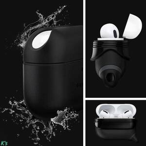 チャコール IP67等級 AirPods Pro シリコン 傷防止 耐衝撃 カラビナリング付 装着したまま充電 撥水 高級 カバー 保護 イヤホン 収納ケース