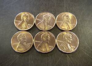 1セントコイン 1990～1999年の6枚セット D刻印 送料無料　（13059）リンカーン USA お金 貨幣 硬貨 ペニー アメリカ　　