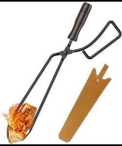 火バサミ キャンプ 炭ばさみ BBQカーボントング 暖炉器具 収納カバー付き