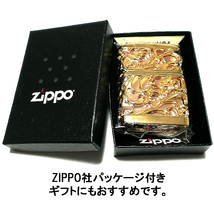 ZIPPO ライター 超重厚 メタルジャケット ゴールド 豪華 ジッポ 彫刻デザイン デビル 4面加工 金 メンズ アクセサリー ギフト_画像5