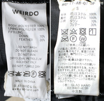 WEIRDO ウィアード チェッカーダウンベスト WRD-17-AW-07SP 新品未使用 size S / グラッドハンド / Checker Down Vest_画像8