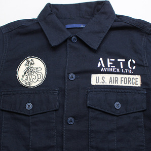 AVIREX (アヴィレックス) STENCIL PATCHED MILITARY SHIRT / 半袖ミリタリーシャツ #6215033 美品 ネイビー size Sの画像4