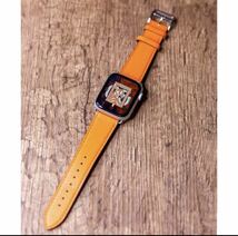 Apple Watch 革ベルト　アップルウォッチベルト38/40/41mm オレンジ色革バンド　人気Noの_画像3