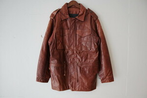 [希少]~70's M-51 Type Leather Jacket レザージャケット ヴィンテージ M-65 ミリタリー 60s ライダース クラフト アメカジ ブラウン