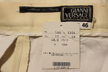 GIANNI VERSACE COUTURE ジャンニヴェルサーチ クチュール グリークキー装飾 スラックスパンツ size 46 オフホワイト メンズ 未使用 正規品_画像3