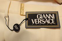 GIANNI VERSACE COUTURE ジャンニヴェルサーチ クチュール グリークキー装飾 スラックスパンツ size 46 オフホワイト メンズ 未使用 正規品_画像5