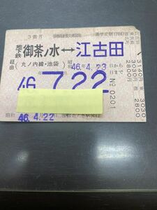 定期券 営団地下鉄 通学（丸ノ内線）御茶ノ水 -江古田 池袋 通学定期 昭和46年 No.0201 帝都高速度交通営団