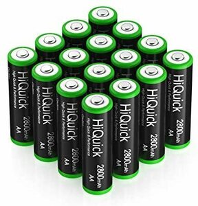 【送料無料】HiQuick 単三電池 充電式 ニッケル水素電池 高容量2800mAh ケース4個付き 約1200回使用可能 単3形充電池 単三充電池16本セット