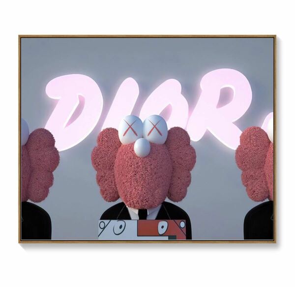 No.66☆半額祭☆キャンバスアートポスター　Dior×KAWS ブランドオマージュアート　インテリア絵画　アートポスター