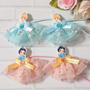 ハンドメイド☆ヘアゴム 4個セット☆プリンセス ドレス チュール リボン☆キッズ 女の子 ヘアーアクセサリー 2