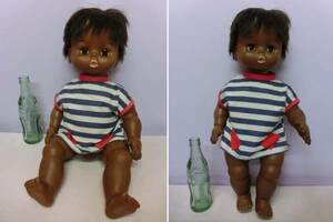 昭和レトロ 赤ちゃん 人形 ビンテージ ベビー BIG50cm◆スリーピングアイ 眠り目 クロンボ くろんぼ 黒人 vintage baby doll figure