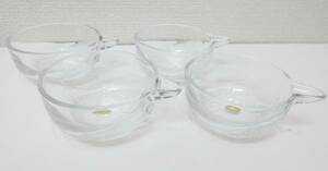 未使用品■HOYA ガラス製 小鉢 たれ・薬味入れ 葉柄 ４客セット 管理1701 D-2