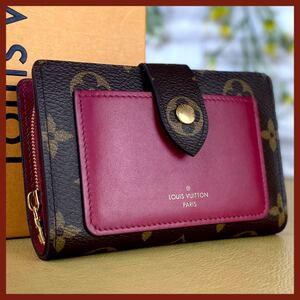 1052 ルイヴィトン 1円★超美品★ モノグラム ポルトフォイユ・ジュリエット 二つ折り財布 コンパクトウォレット フーシャピンク