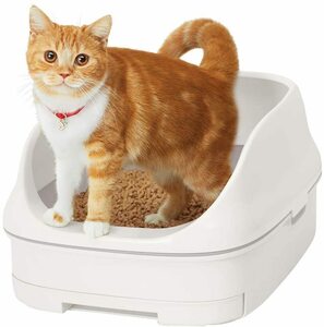 [Amazon限定ブランド] スマイリーBOX 猫用トイレ本体 ニャンとも清潔トイレセット [約1か月分チップ・シート付] オープ