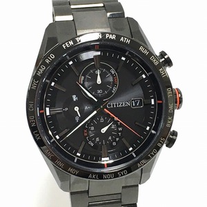 【中古】CITIZEN ATTESA 腕時計 AT8185-62E エコドライブ ダイレクトフライト ACT ライン ブラックチタンシリーズ アテッサ 42㎜ 0448