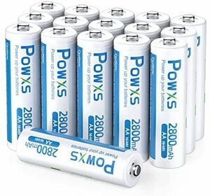 【送料無料】単三電池16本 POWXS 単三電池 充電式 ニッケル水素電池 2800mAh 約1500回使用可能 ケース付き16本入り 液漏れ防止 充電池単3 
