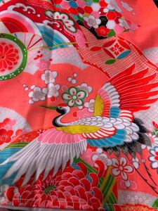 生地（女の子着物）鶴と花々　B