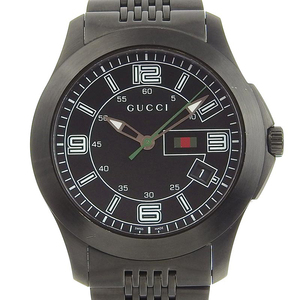 グッチ GUCCI Gタイムレス クロノグラフ メンズ クォーツ 腕時計 SS ブラック文字盤 YA126202 中古 新入荷 GU0366