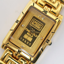 【栄】【1円】電池交換済み インゴットウォッチ FK-929-C クォーツ SS ゴールド 腕時計 女 999.9_画像2