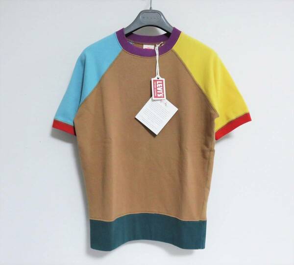 送料無料 新品 LEVI'S VINTAGE CLOTHING BLOCK SWEAT BROWN MULTI XS S リーバイス ビンテージ クロージング LVC LEVIS 半袖 スウェット