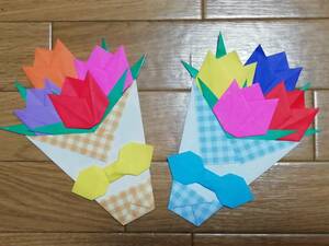  быстрое решение есть!!* оригами тюльпан. букет ×2* оригами * стена поверхность украшение * ручная работа ⑤