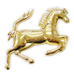 エンブレム 車 ステッカー ホース 馬 フェラーリ パーツ 3D アクセサリー ロゴ マーク バックドア 外装 色ゴールド右向き 送料無料