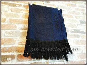 [ free shipping ]*5762*ARMANI COLLEZIONI Armani * Italy made smooth wool 100% Logo embroidery muffler 