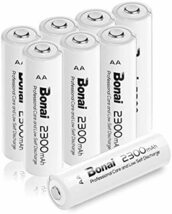 【送料無料】8個パック（高容量2300mAh約1200回使用可能） BONAI 単3形 充電式電池 ニッケル水素電池 8個パック 自然放電抑制 液漏れ防止設_画像1