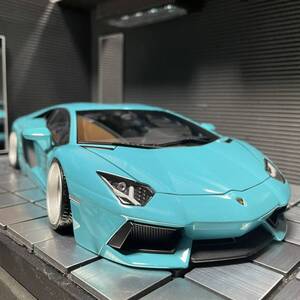 オートアート 1/18 ランボルギーニ AVENTADOR LP700-4 ターコイズ ブルー　カスタム