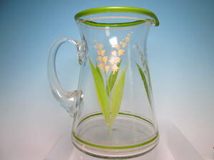 Art hand Auction ☆Antique hand-painted lily of the valley vase with handle H17, 5cm, Craft, Glass, Craft Glass