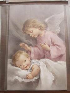 Art hand Auction Picture★Angel and baby★ Christian painting Christmas card, antique, collection, printed matter, others