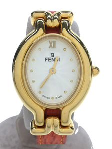 FENDI◆クォーツ腕時計/アナログ/レザー/WHT/ORN/640/アンティーク/640/替ベルト