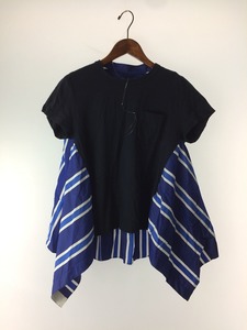 sacai◆20SS/Cotton Poplin T-Shirt/コットンポプリンTシャツ/カットソー/3/コットン/NVY