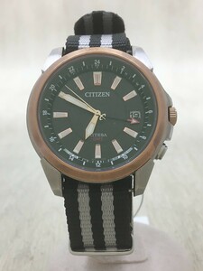 CITIZEN◆ATTESA/ECO-DRIVE/GMT/ソーラー腕時計/アナログ/ナイロン/BLK/BLK