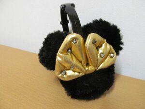 (46828)DISNEY　ディズニーリゾート　ミニー　耳当て　防寒　ブラック　USED