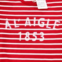 【新品 未使用】 AIGLE エーグル 通年 ロゴ♪ 長袖 ボーダー カットソー Tシャツ Sz.S　レディース アウトドア 赤　D2T00239_1#F_画像4