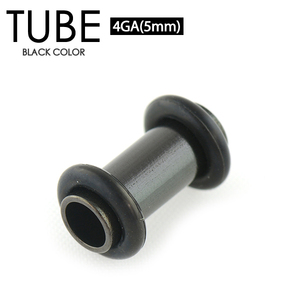 チューブ ブラック BLACK 4G(5mm) サージカルステンレス316L カラーコーティング ボディピアス 両側をゴムで固定 イヤーロブ 4ゲージ┃